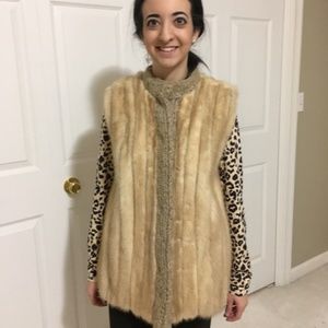 Mink Vest with Knit Trim